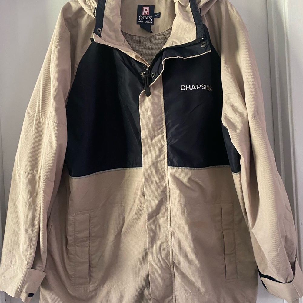 Ralph Lauren Men's Beige and Navy Windbreaker